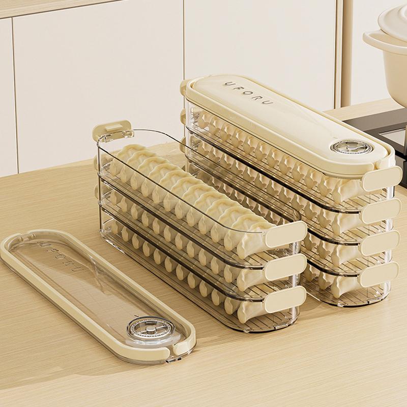 1/2/3 Layers Household Food-Grade Dumpling Container With Lid Freezer Fresh-Keeping Box Refrigerator Storage Box