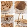 Wicker Picnic Basket with Lid Handheld Woven Basket Portable Storage Hamper for Fruits Snacks and Sweets for Outdoor Home Picnic