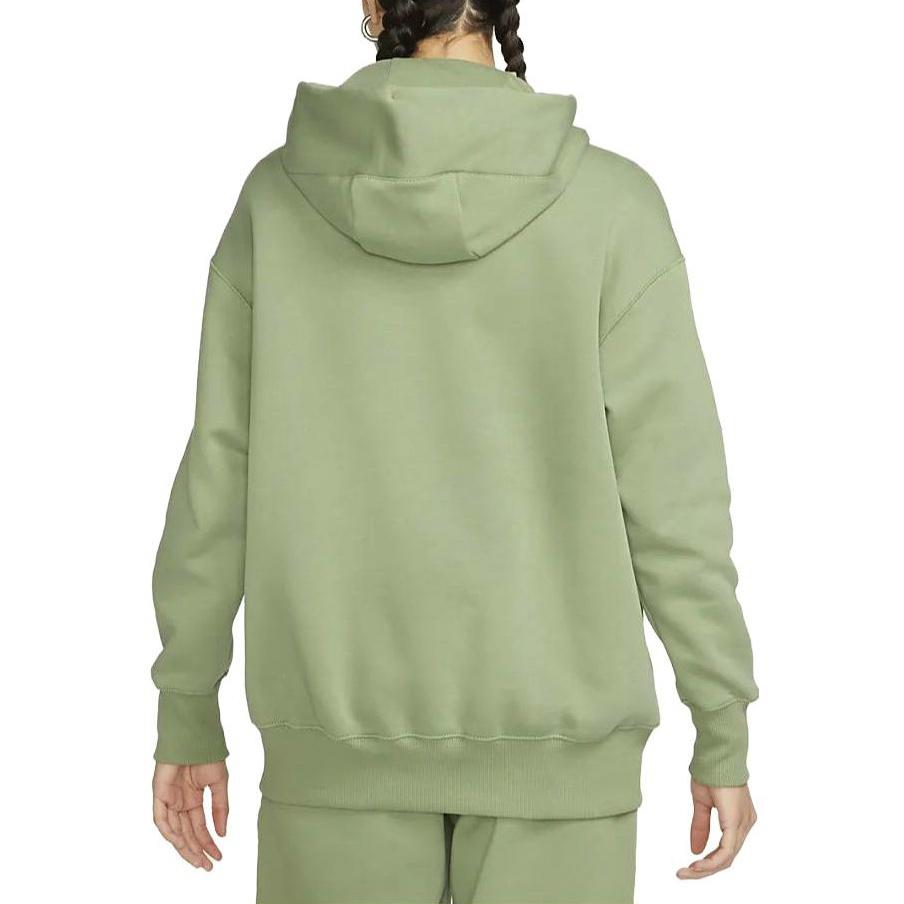 Nike Phoenix Fleece Solid Color Hooded Casual Fleece Lined Long Sleeved Sweatshirt Women's Oil Green DQ5861-386