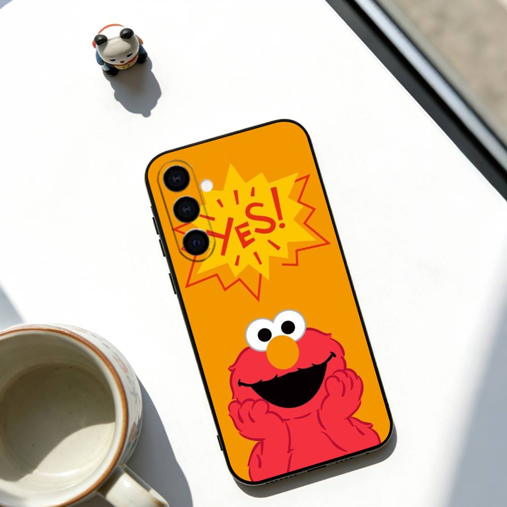 Cut Cartoon E-Elmo Phone Case For Samsung Galaxy A73,A72,A71,A70,A53,A52,A51,Soft Black Cover