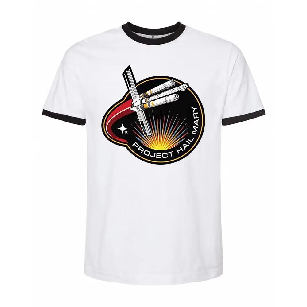 Retro Project Hail Mary Shirt Design 3D Print Ringer Tee Space Rocket Clothing Cosplay Short Sleeve O-neck Loose Male Tshirts