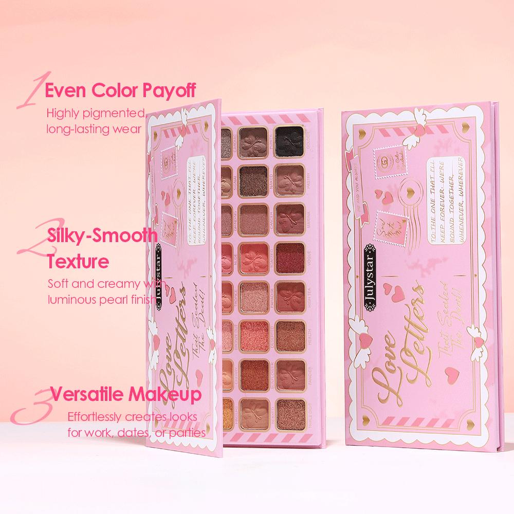JULYSTAR 32 Colors Eyeshadow Palette Love Letters, Highly Pigmented Matte Shimmer Glitter, Long Lasting Waterproof Warm Nude Earth Tone Makeup Gift
