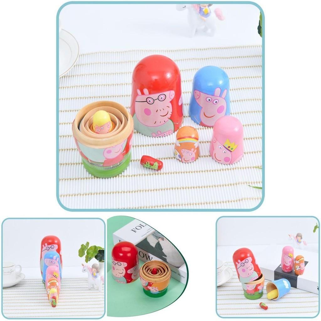 Cute Peppa Pig Matryoshka Doll Set 6 Layers Of Hand-painted Decoration