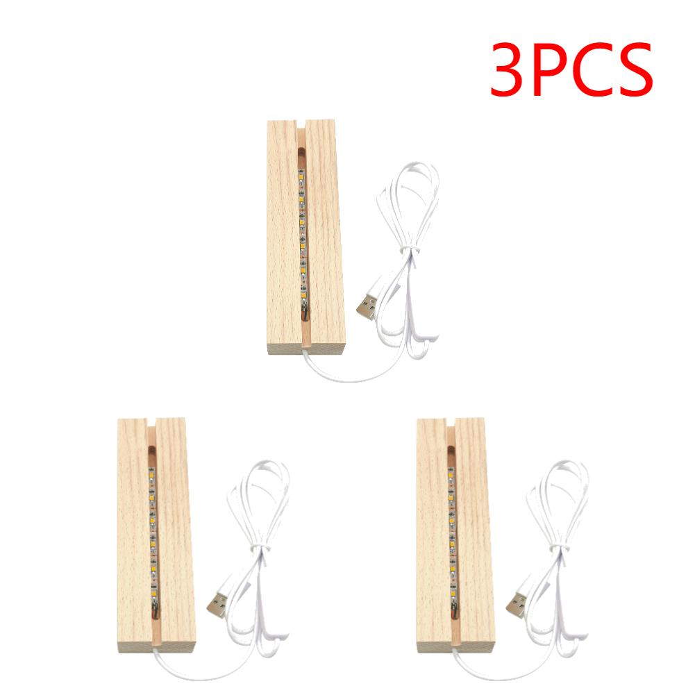 1-10PCS LED Wooden Lighted Display Base Rectangle Crystal USB Lighted Stand for 3D Handmade Art Lantern Stand Home Decoration