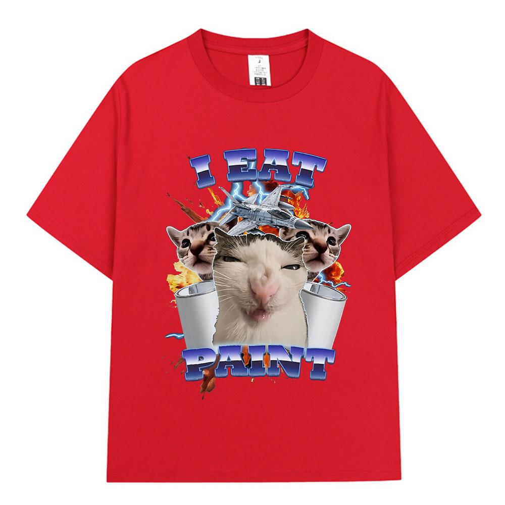

I Eat Paint Funny Cat Meme T Shirts Unisex Women Clothing Fashion Tshirt Summer Casual Cotton Short Sleeve Oversized Tshirts Tops S
