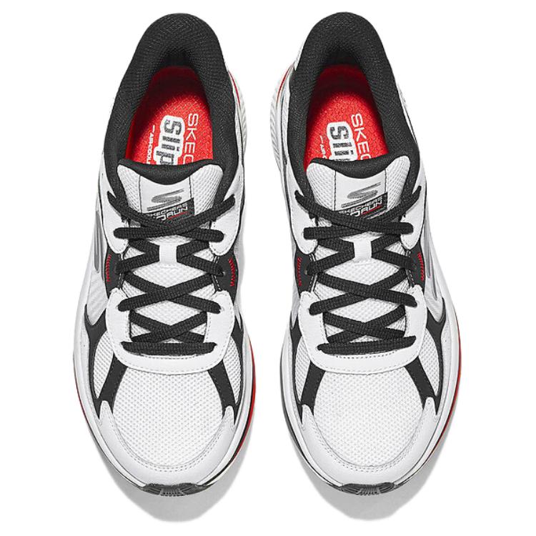 Skechers Go Run Elevate 2.0 Soft Comfortable Fabric Synthetic Leather Durable Low Top Running Shoes Men Sneaker White Black 220854-WBK