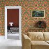 Orange Boho Flower Vinyl Wallpaper Retro Self Adhesive PVC Cabinet Sticker Chic Waterproof Kitchen And Bathroom Wall Decor
