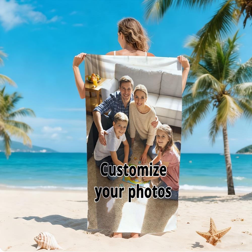 Textilien Custom Photo Beach Towel Soft Personalized Towel Anti-Sand For Family Friends Party Customized Towel Gift For Family Friends