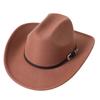 Cowboy hat European and American style big cowboy hat monochrome felt hat men and women big brim outdoor top hat