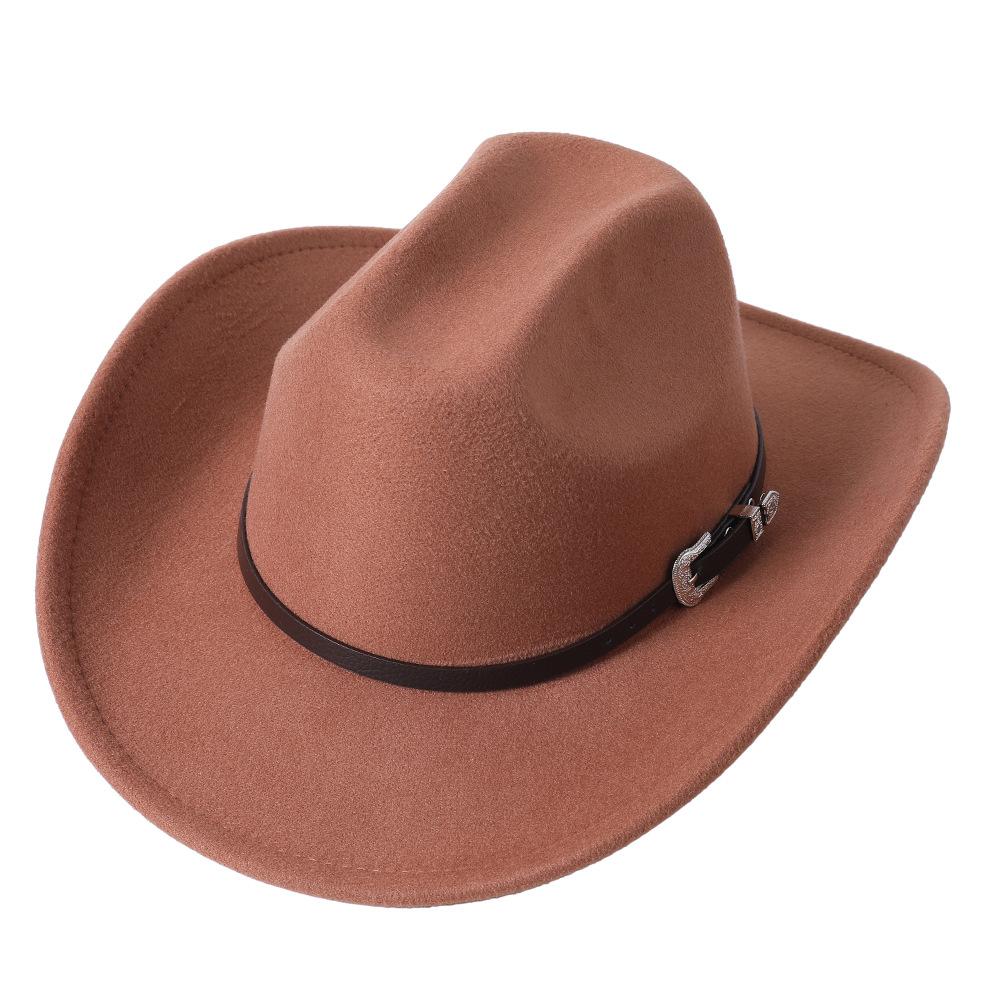 Cowboy hat European and American style big cowboy hat monochrome felt hat men and women big brim outdoor top hat