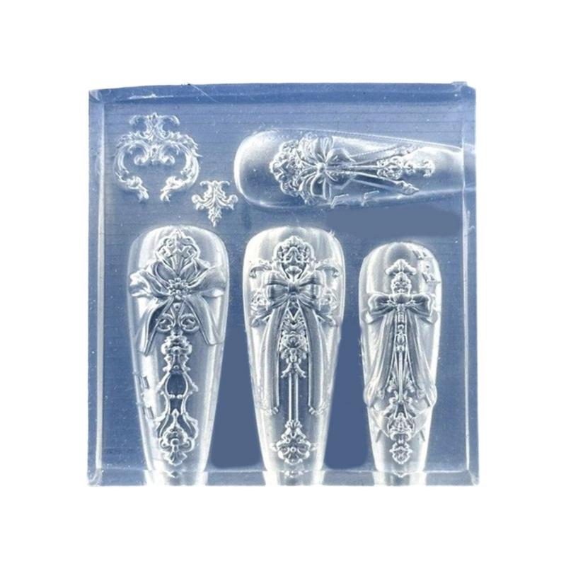 Embossed Silicone Nail Art Mould Reusable Flexible Craft Tool For Resin Jewelry Phone Case Decoration