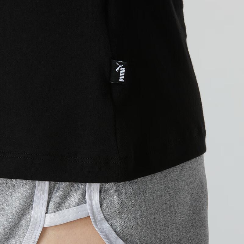 Puma Logo Solid Color Casual Fitness Training Comfortable Fashion Trendy Breathable Short Sleeve T-Shirt Women Tops Black 630561-51