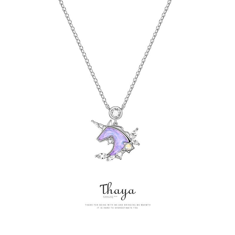 Thaya Design S925 Silver Jewelry Pendant Necklace Unicorn Necklace for Women Authentic 925 Sterling Silver Fine Jewelry Gift