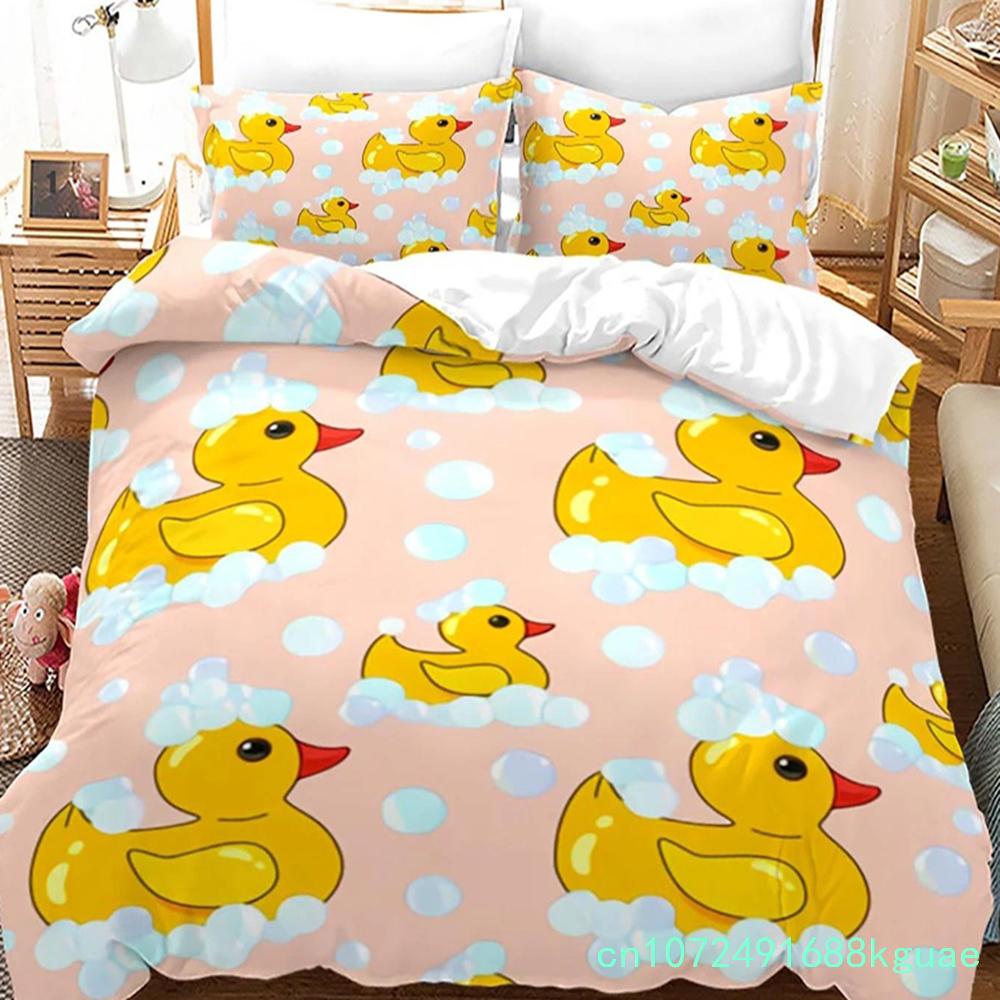 Yellow Duck Bedding Set Single Twin Full Queen King Size Little Duck Bed Set Aldult Kid Bedroom Duvetcover Sets 3D Print