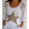 Women's Sweater Loose Hollow Knit Star Cardigan Round Neck Sun Shirt Summer Swimsuit Cover Up