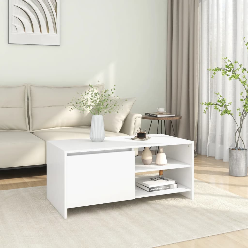 Coffee Table White 102 X 50 X 45 Cm Particleboard