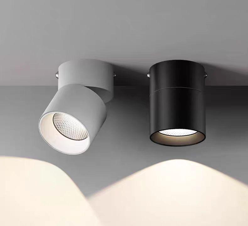 Adjustable LED Aluminum Spotlight, Surface-Mounted, Foldable, for Living Room Wall & Ceiling.