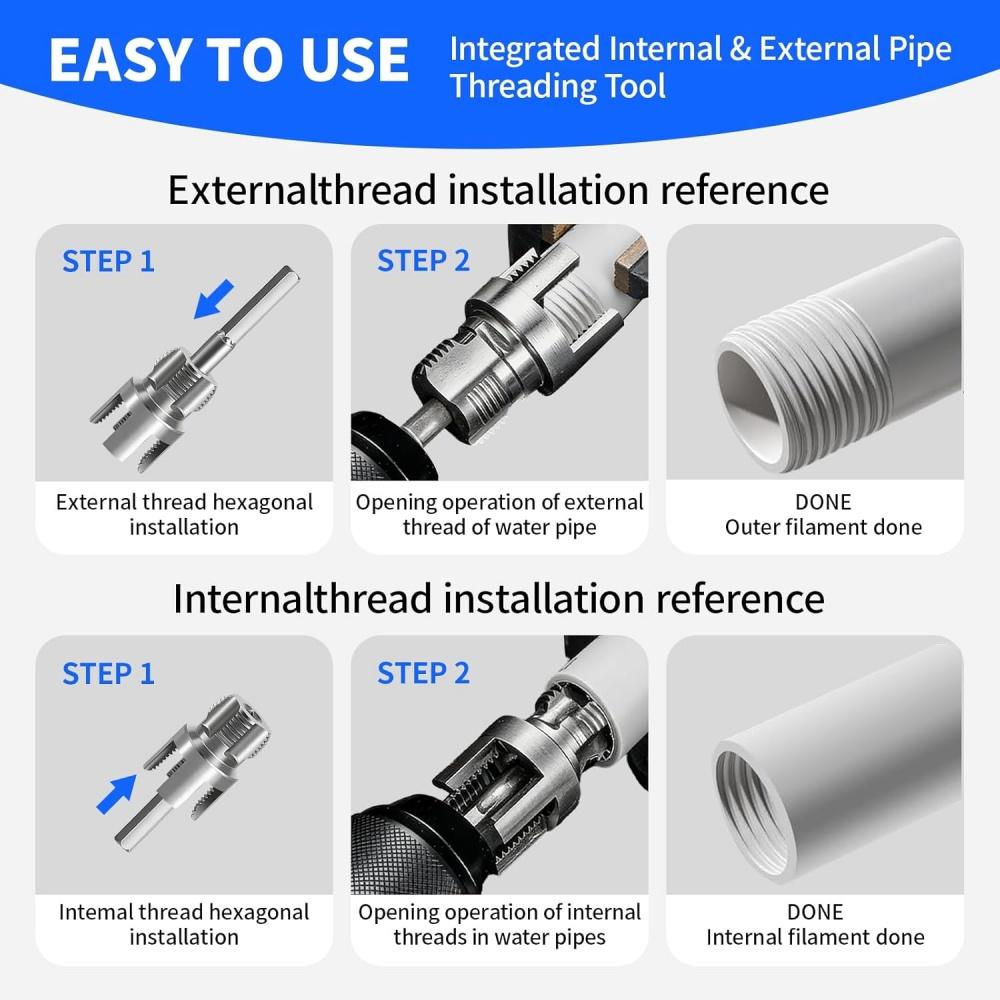 PVC Pipe Threader Kit 1/2 & 3/4 for PPR PVC MPP Pipes