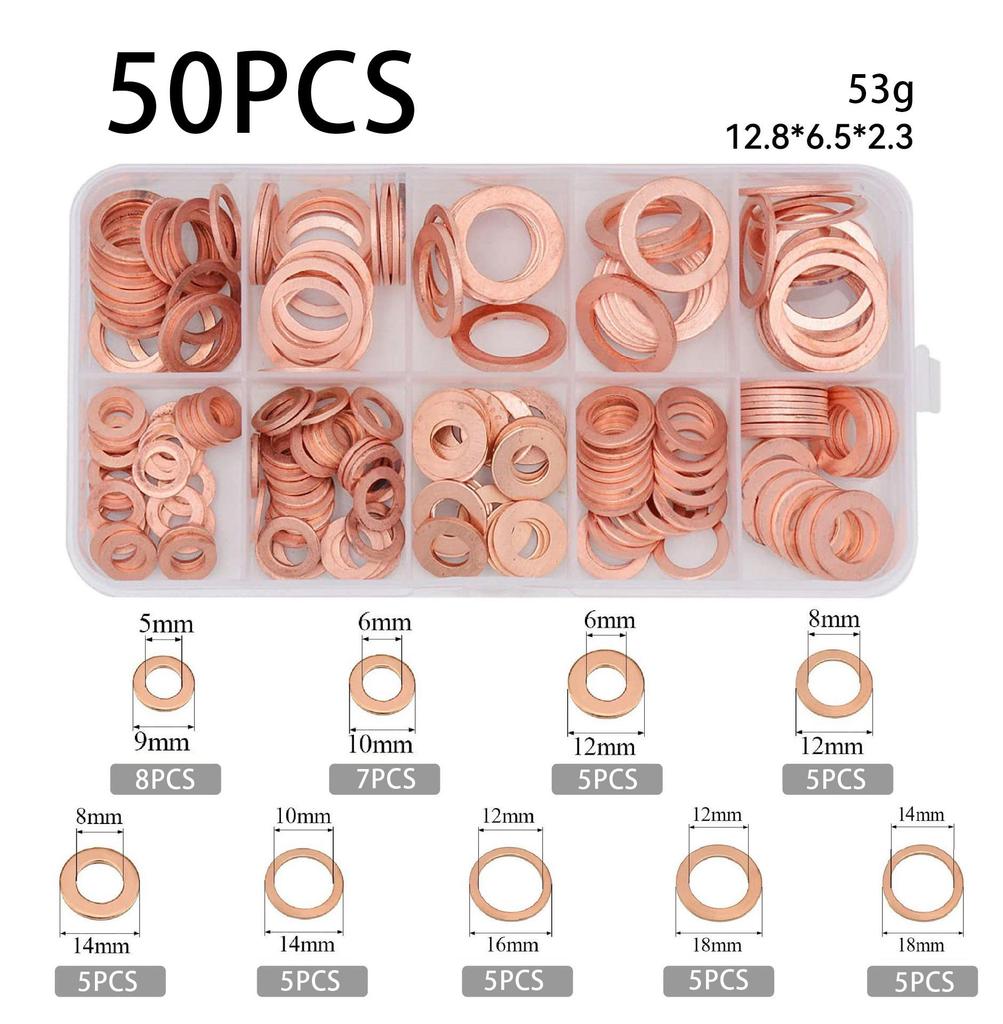 Copper Marine Sealing Washers - M5 Flat (50-400 pcs)