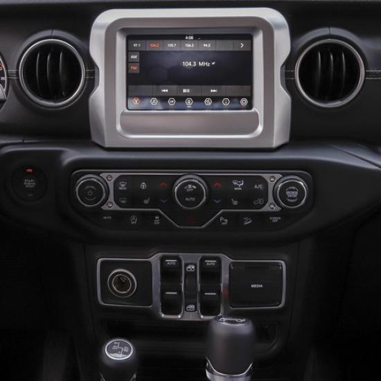 7' Interior GPS Navigation Frame Trim Cover for Jeep Wrangler JL JT 2018+ Silver