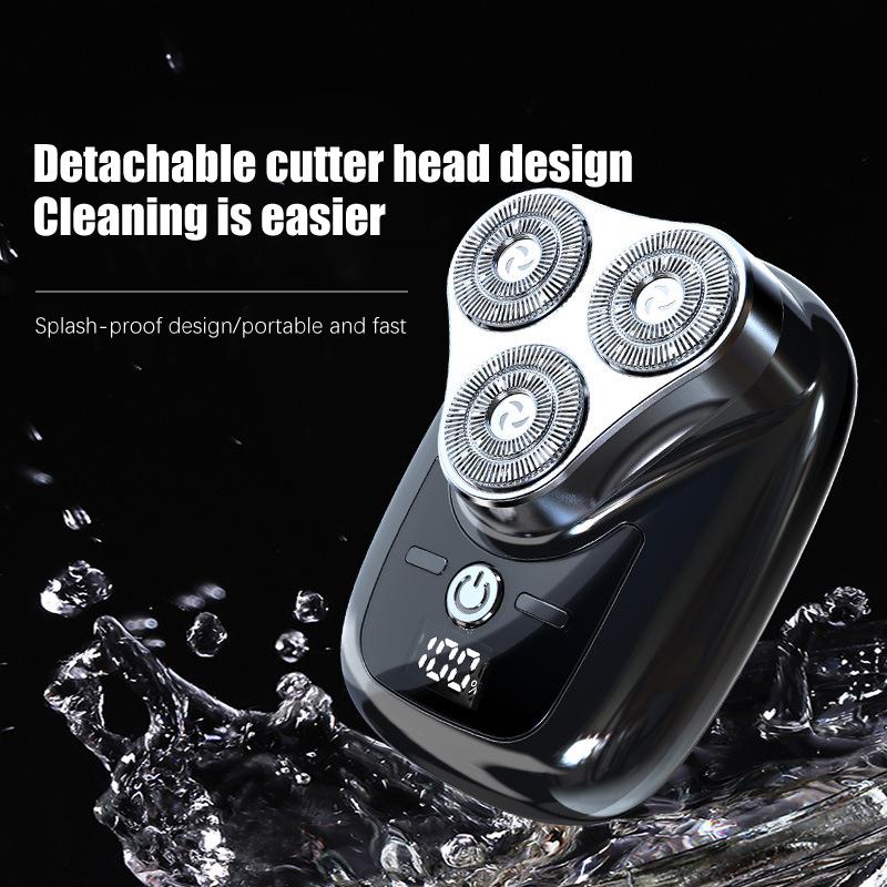 Drei-Klingen-Kopf-Elektrorasierer mit Digitalanzeige, USB-Aufladung, männlicher Rasiertrimmer, abnehmbare Klinge, waschbarer Mini-Rasierer