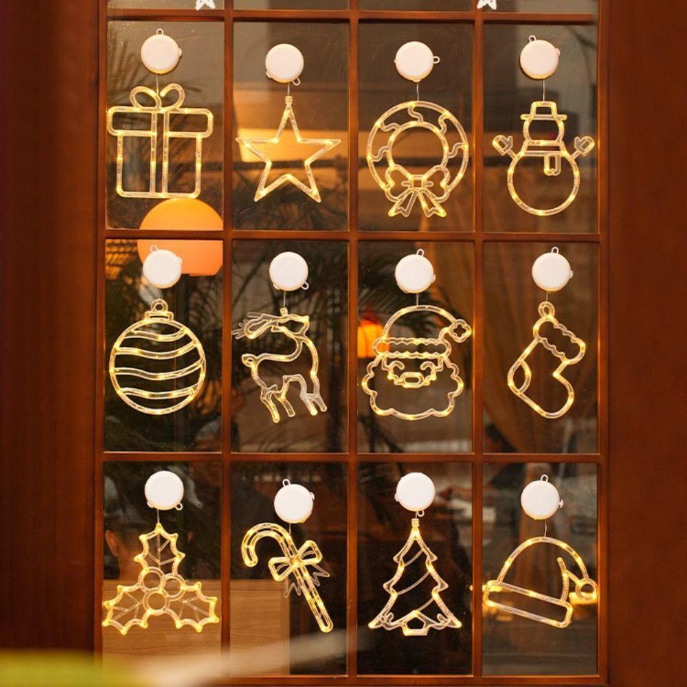 Suction Cup Snowflake Light Warm Light Christmas Decoration  Holiday Lighting