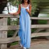 Women's Fashion Casual Cotton And Linen Adjustable Suspender Jumpsuit Pants Solid Color Leg Split Jumpsuit