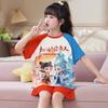 Girls Modal Cotton Pajama Set Short Sleeve Lightweight Sleepwear Cartoon Print Home Outfit Kids