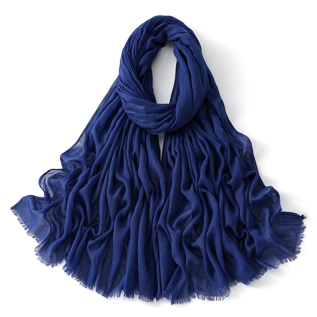 Muslim Cotton Rayon Hijab Solid Color Plain Scarf Women Soft Cotton Viscose Thin Voile Shawl Remove Edge Headscarf Turban