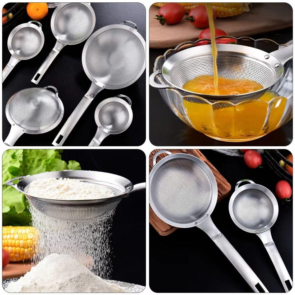 Long Handle Stainless Steel Strainer 80 Mesh Flour Colander Oil Skimmer  Hot Pot Cooking