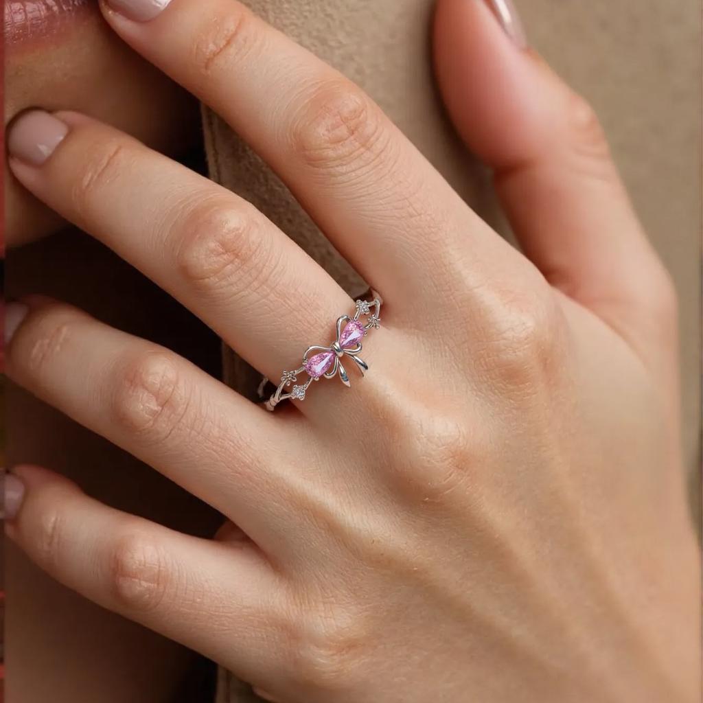 Delicate Bowknot Rings Adjustable Fashion Rings Alloy Texture Suitable for Casual Wear Dating and Special Occasions