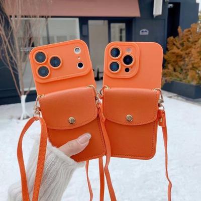 Crossbody Card Slot Bag Holder Phone Case For Iphone 17 Pro 16 15 14 Plus 13 12 11 17 Pro Max Air Luxury Cord Silicone Cover