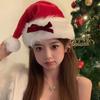 Christmas Hat Plush Bow Santa Hat Red Black Christmas Hat Headwear Beanie Xmas 2025 New Year Festive Party Supplies