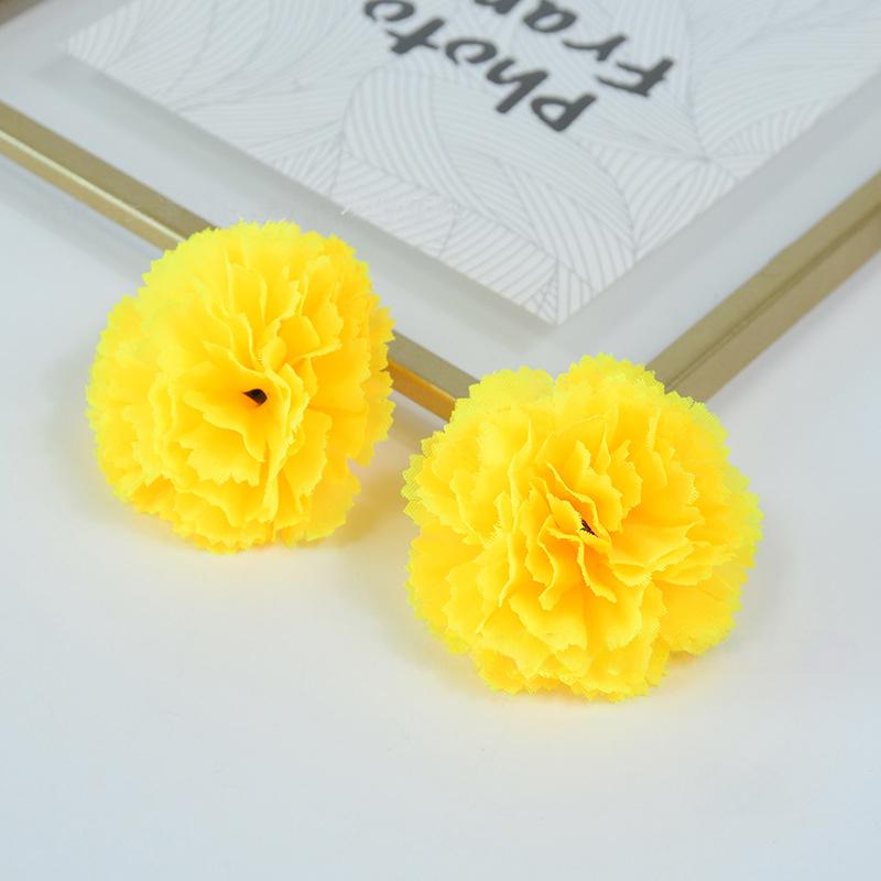 50Pcs Marigold Flower Heads Bulk Indian Silk Artificial Flower for Diwali Diy Wreath Garland Craft Home Room Wedding Party Decor