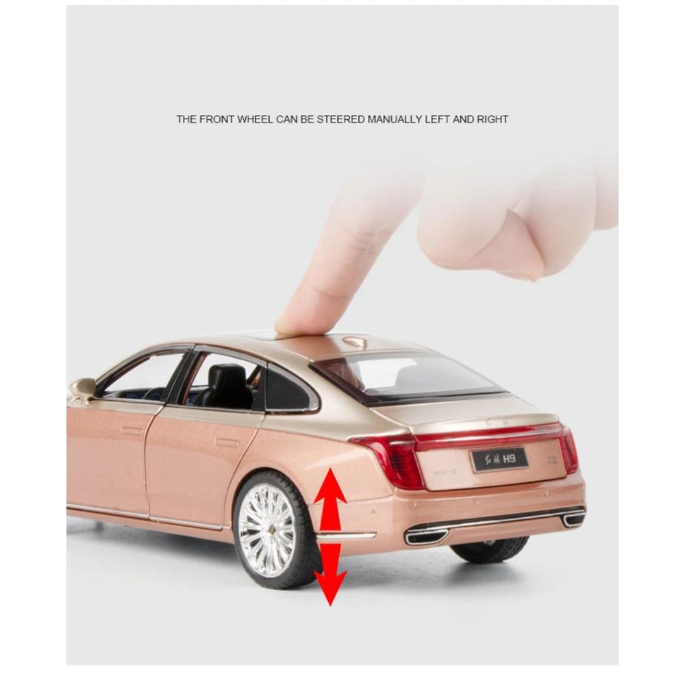 1/24 Hong Qi H9 Alloy Luxy Car Model Diecast Toy Vehicles Metal Car Model High Simulation Sound Light Collection Childrens Gifts