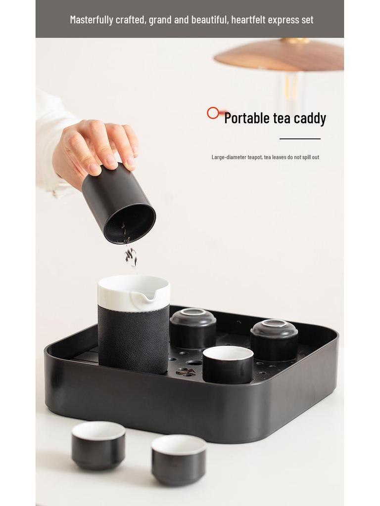 Heartfelt Portable Kung Fu Tea Set: Modern, Anti-scalding Teapot with Quick-brew Cups for Home and Outdoor Use.
