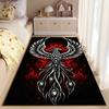 Area Rug, Phoenix Bird Red Flame White Tattoo Black Background Print, Living Room Decor, Non-Slip Mat