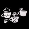 Lot de 5 pochoirs de découpe en métal pour sachets de thé et tasses à café, pour scrapbooking, DIY