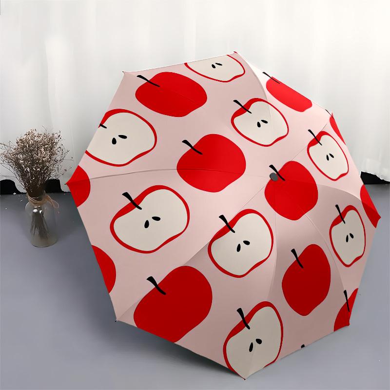 1pc Apple Pattern Design Umbrella with Plastic Handle,Suitable for All Seasons Home Travel Outdoor UmbrellaPT250