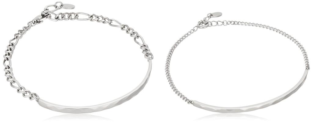 La Amore Eterno Pair Stainless Surgical Stainless Simple Bracelets, Steel, Steel, Plated, Silver, Sb2w-009