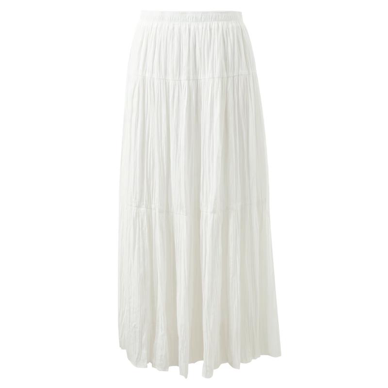 SanCai 2026 Summer Elastic Waist A-Line Long Skirt M 160/68A облачно-белый
