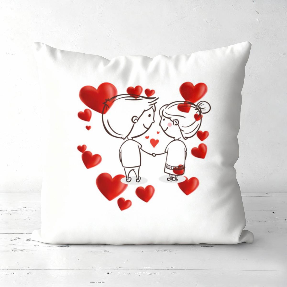 

Cute Couple Heartshaped Decorative Pillow Case D Printed Sofa Cushion Cover Romantic Valentines Day Decoration 40cmx40cm