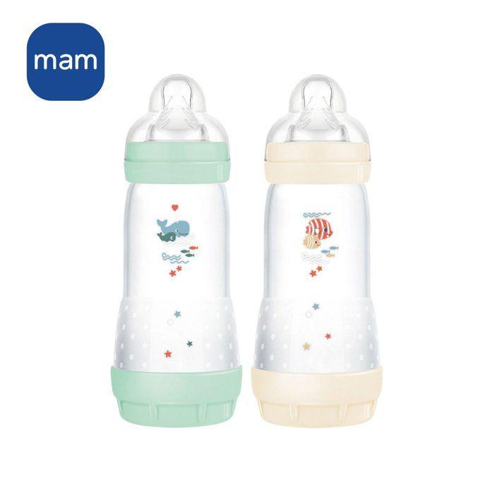 2er-Pack Flaschen - MAM - Easy Start - Antikolik  Klassik  - 320 ml - Sauger Durchfluss 3 - Minze + Baumwolle