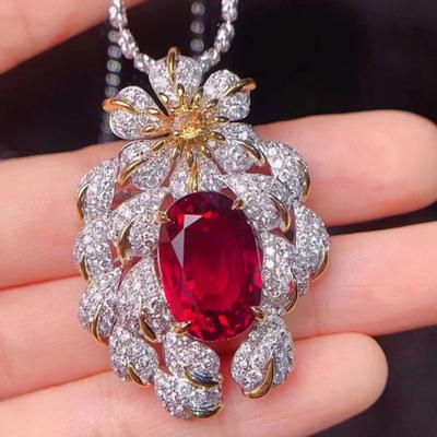 Spilla pendente grande rosso sangue di piccione italiano Collana tesoro blu mare a doppio uso Tesoro colore diamante verde nonna