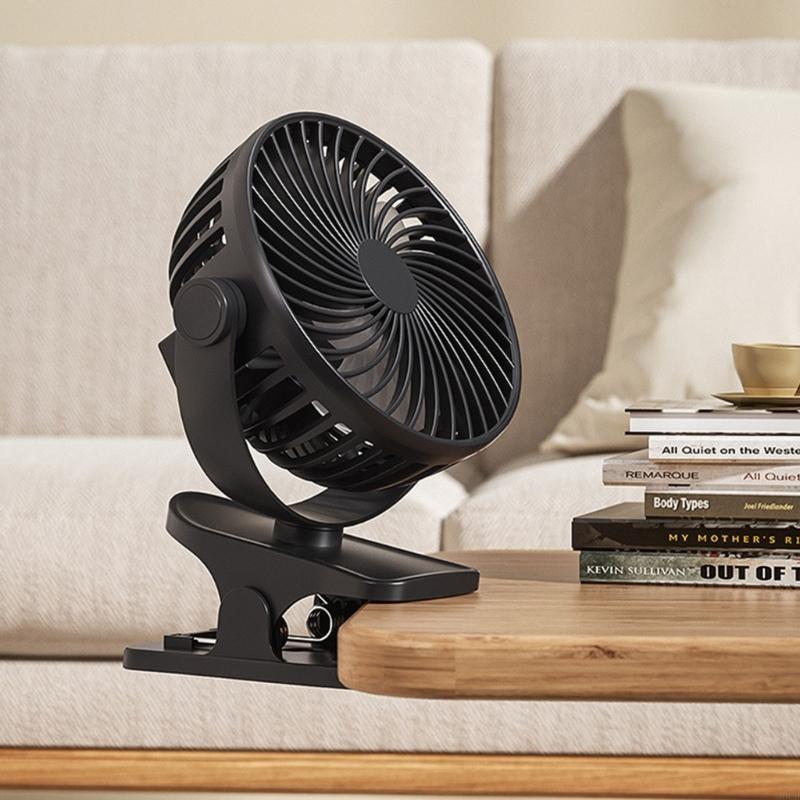 M6CB Travel Fan with 360 Degree Rotation and Three Speed Settings Quiet Desk Fan