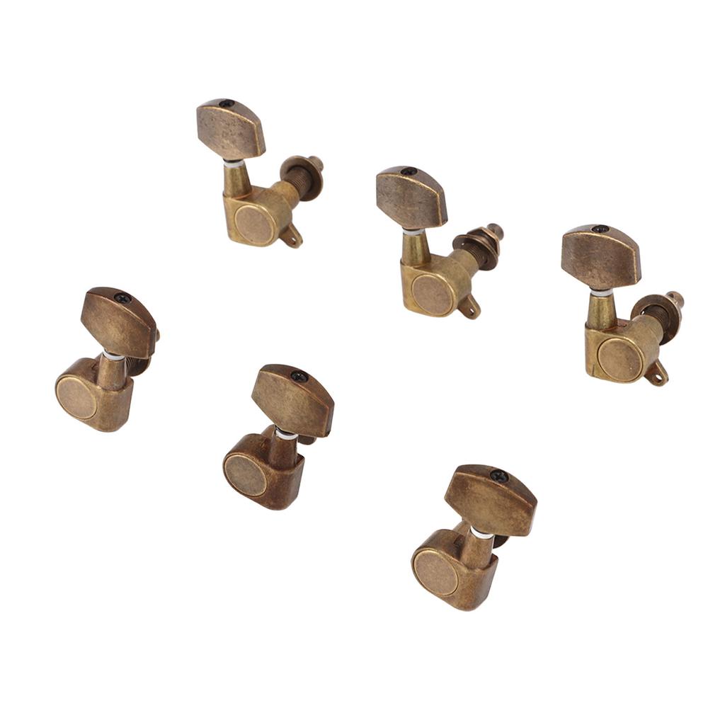 6 Pcs Guitar Tuning Pegs 3L3R Metal Bronze Heavy Internal Gear Electric Guitar Machine Heads Tuning Key