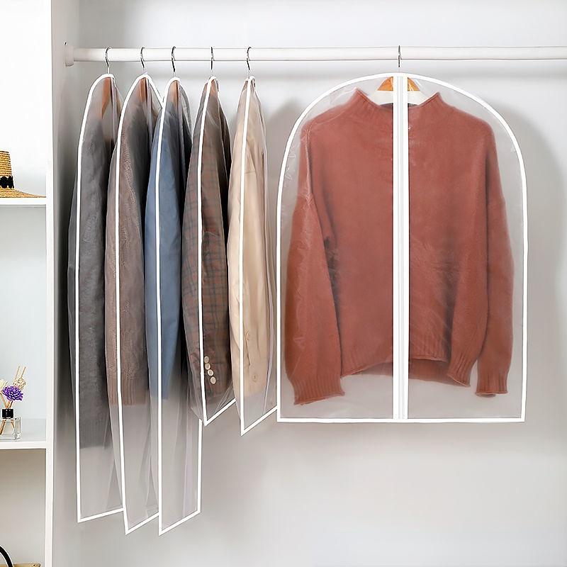 3Pcs Clothes Dust Cover Hanging Clothes Bag Clothing Cover Down Jacket Storage Bag Hanging Pockets Coat Dust Cover Containers