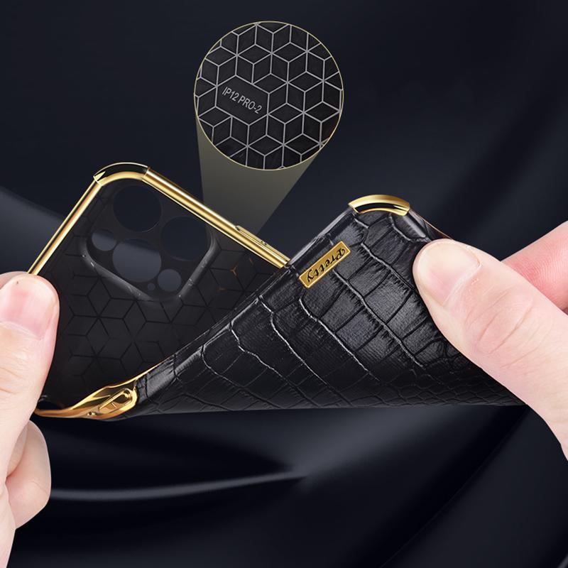 For Samsung Galaxy S23 Ultra Cell Phone Case Electroplating Crocodile Texture Back Cover