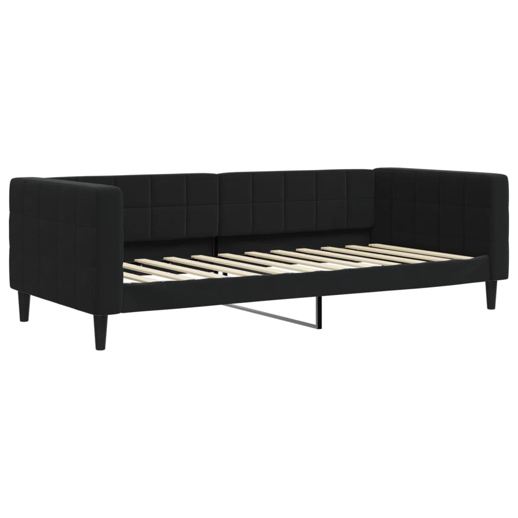 Vidaxl Sofa Z Materacem Do Spania, Czarna, 90X200 Cm, Aksamit