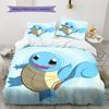 Biancheria da letto con motivo a cartone animato di Squirtle Decorazione per la casa Regalo di compleanno (1 * copripiumino + 2 * federa, senza nucleo)